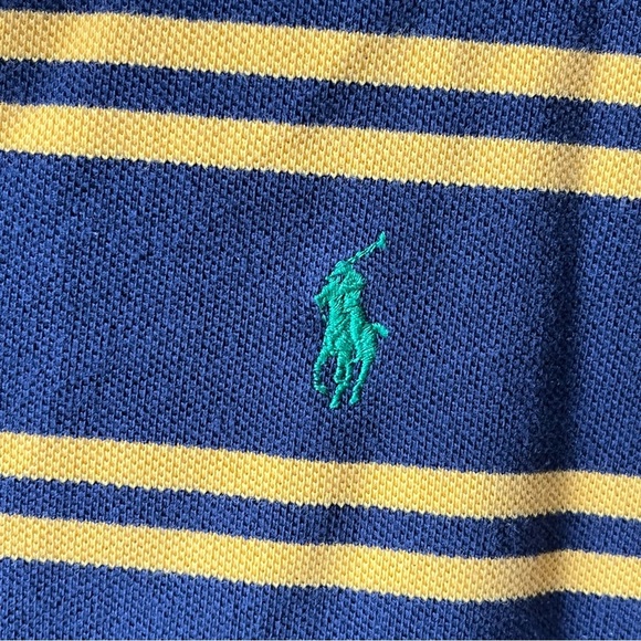 Ralph Lauren Blue and Yellow Striped Polo Shirt - Picture 4 of 7
